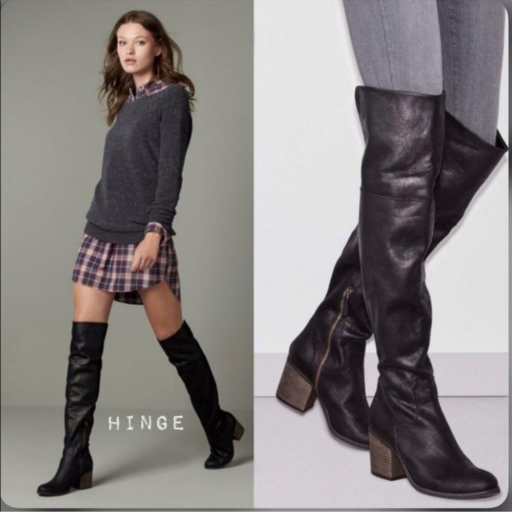 Hinge Women's Black Knee-High Boots